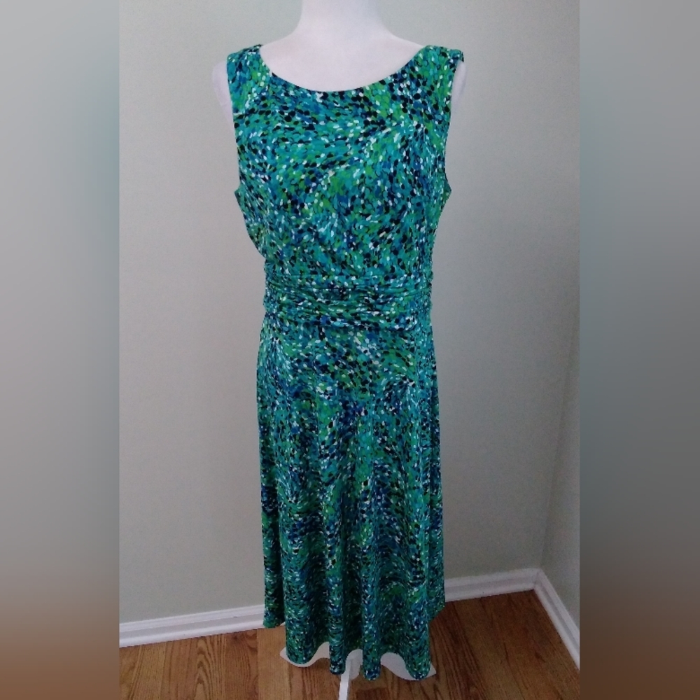 Jessica Howard Green and Blue Printed Midi Dress